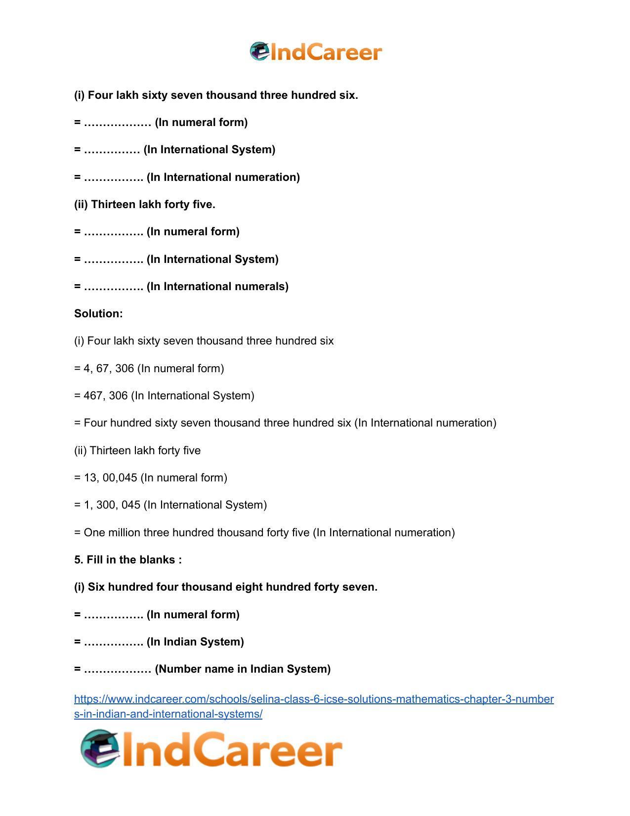 Selina Class 6 ICSE Solutions Mathematics : Chapter 3- Numbers In Indian And International Systems - Page 4