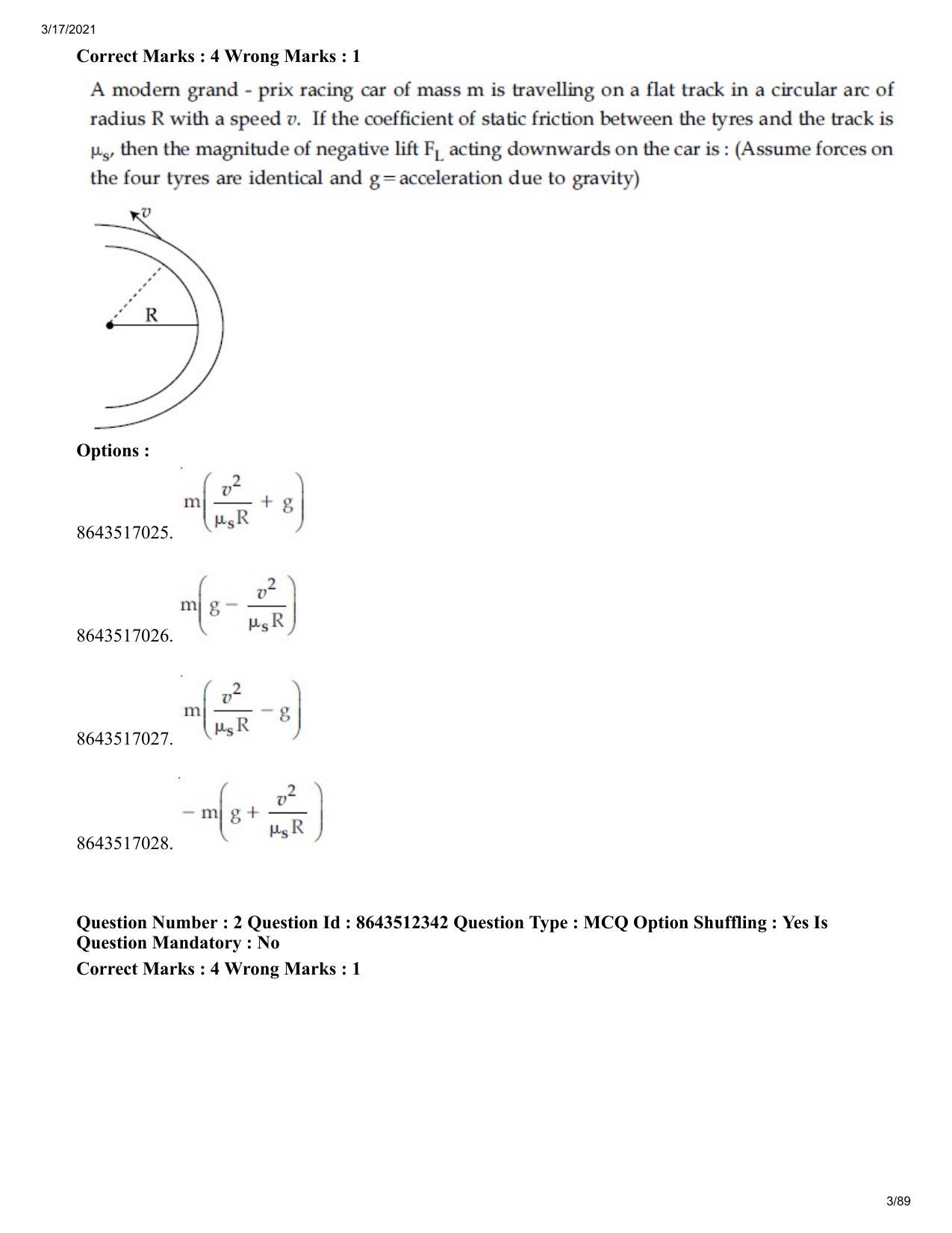JEE Mains 2021: BTech EB (Shift 1) 17-03-2021 Question Paper - Page 3