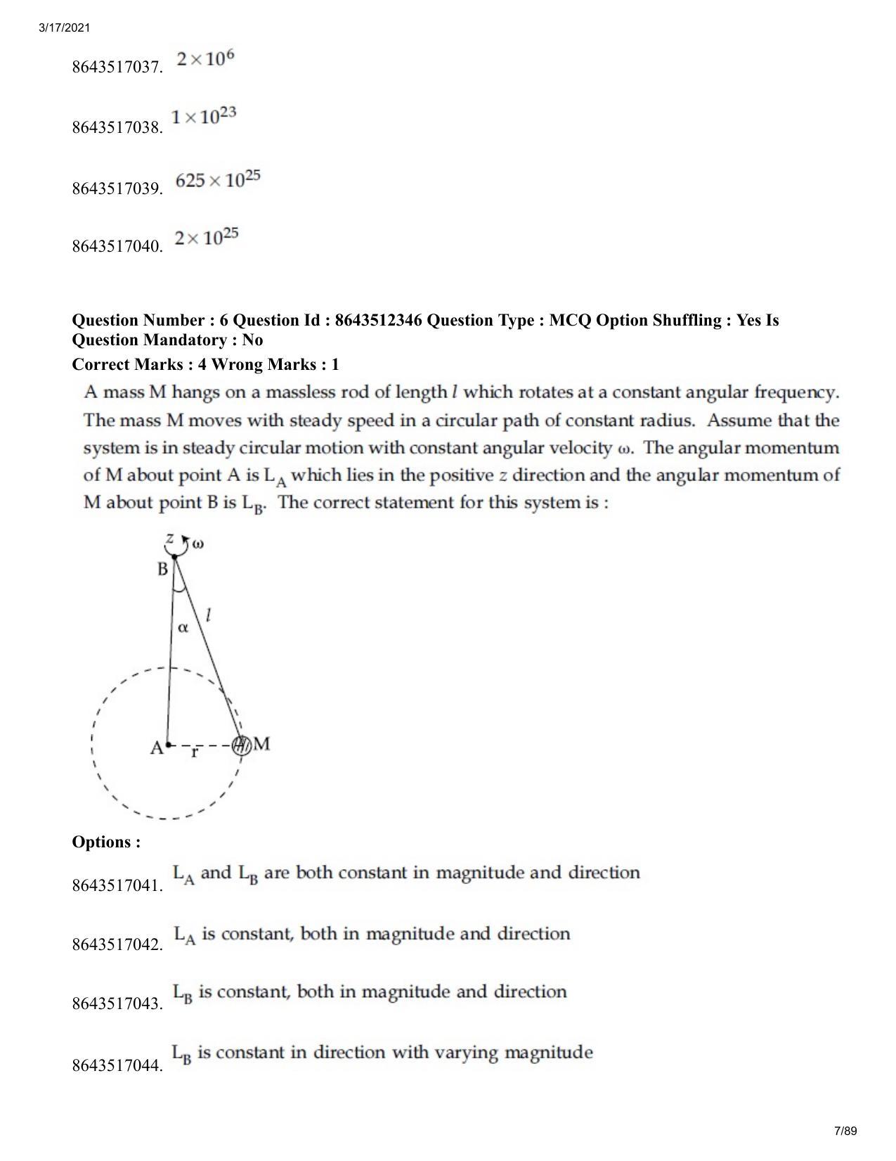 JEE Mains 2021: BTech EB (Shift 1) 17-03-2021 Question Paper - Page 7