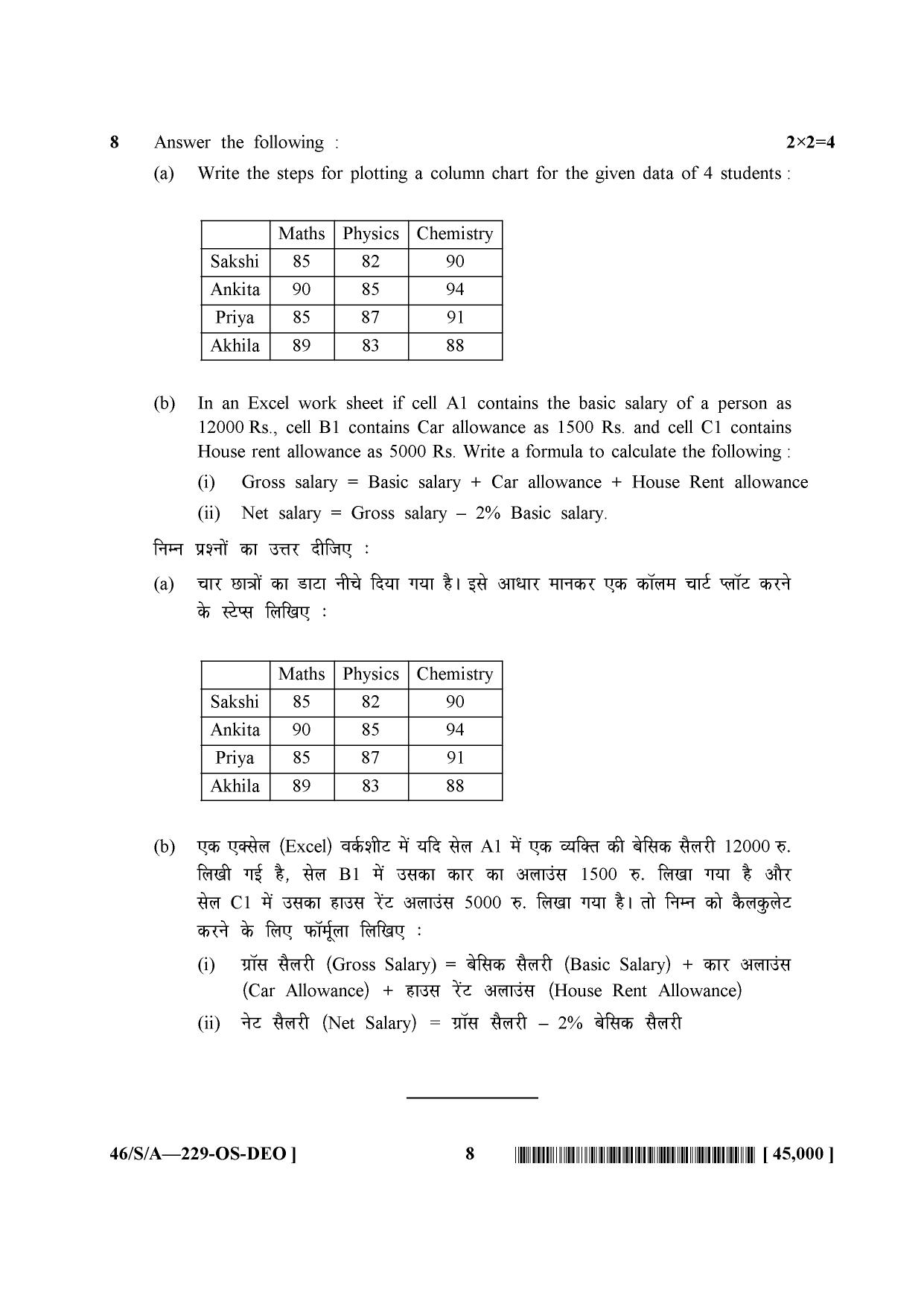 NIOS April 2013 Class 10 Data Entry Operation Question Paper - Page 8