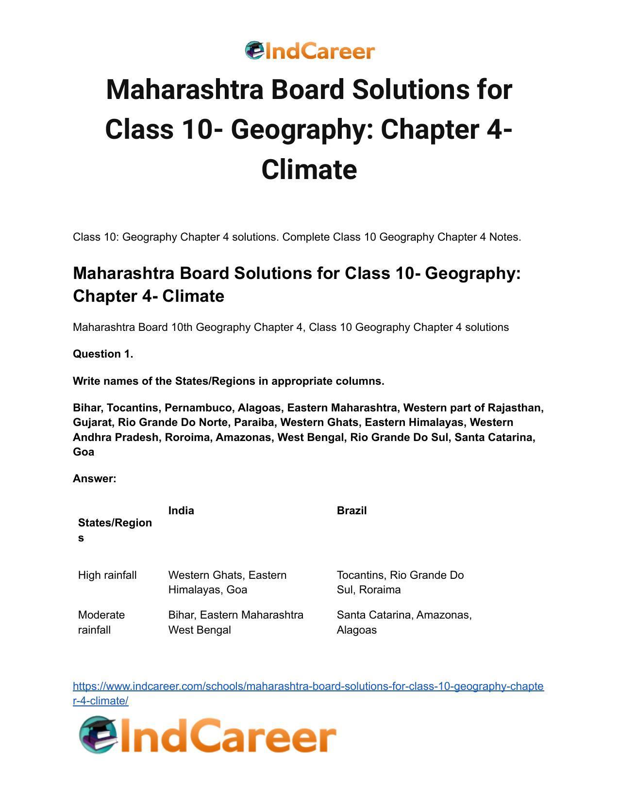 Maharashtra Board Solutions for Class 10- Geography: Chapter 4- Climate - Page 2