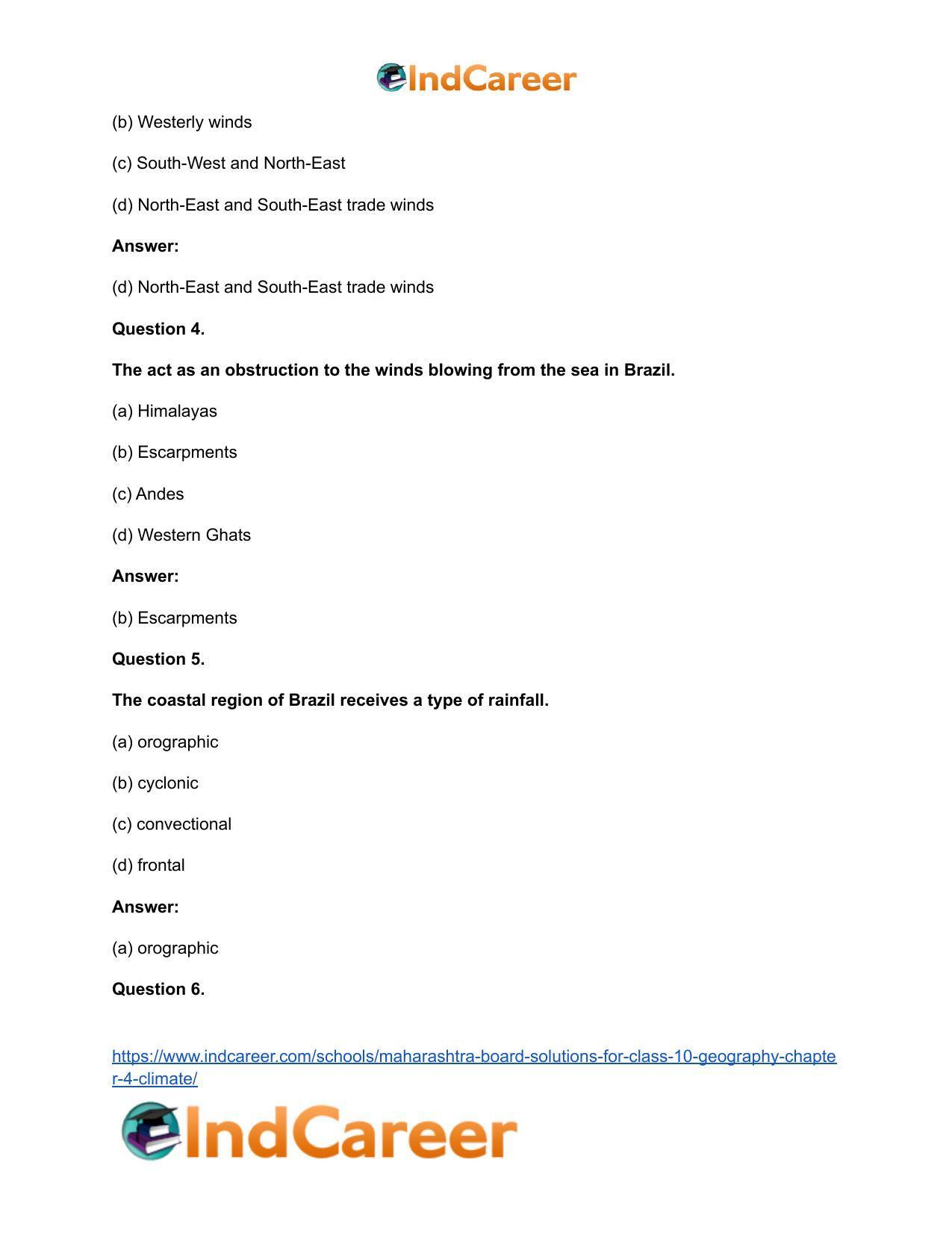 Maharashtra Board Solutions for Class 10- Geography: Chapter 4- Climate - Page 27