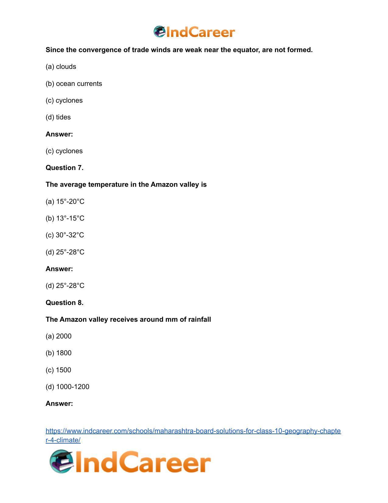 Maharashtra Board Solutions for Class 10- Geography: Chapter 4- Climate - Page 28