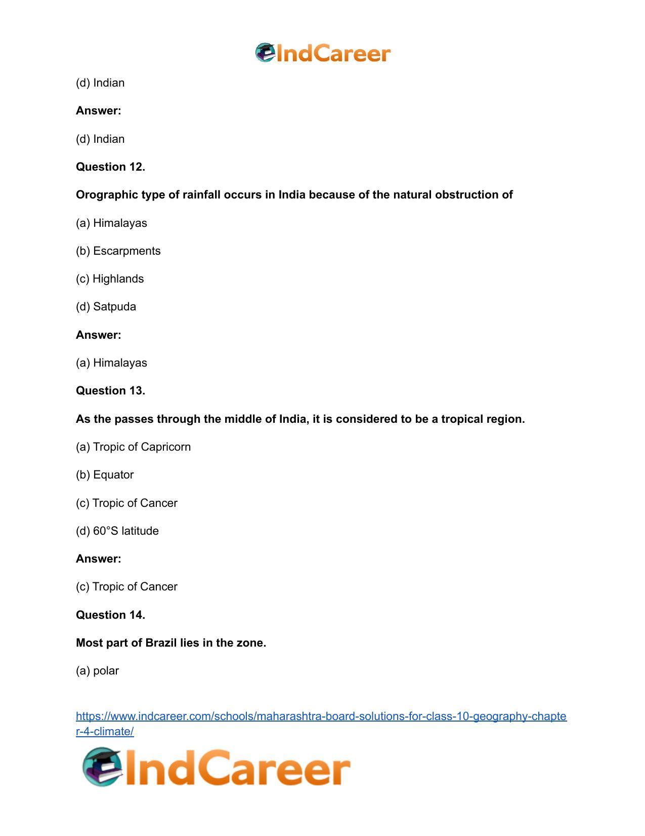 Maharashtra Board Solutions for Class 10- Geography: Chapter 4- Climate - Page 30