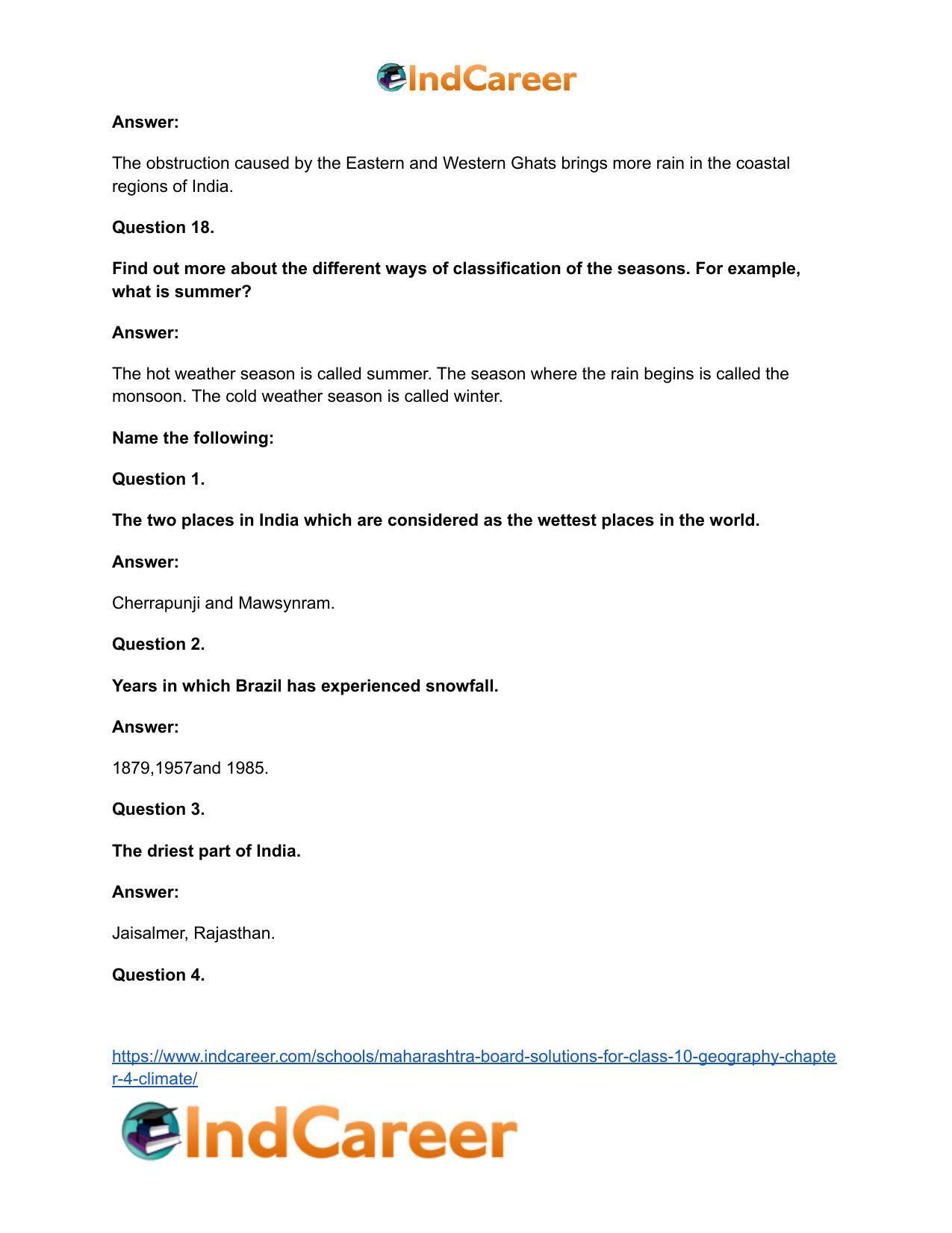 Maharashtra Board Solutions for Class 10- Geography: Chapter 4- Climate - Page 35