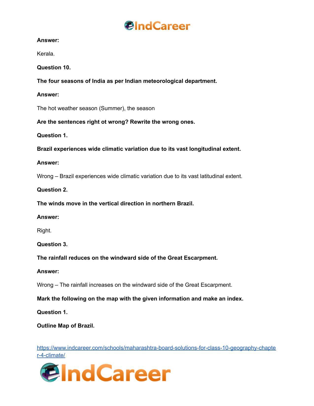 Maharashtra Board Solutions for Class 10- Geography: Chapter 4- Climate - Page 37