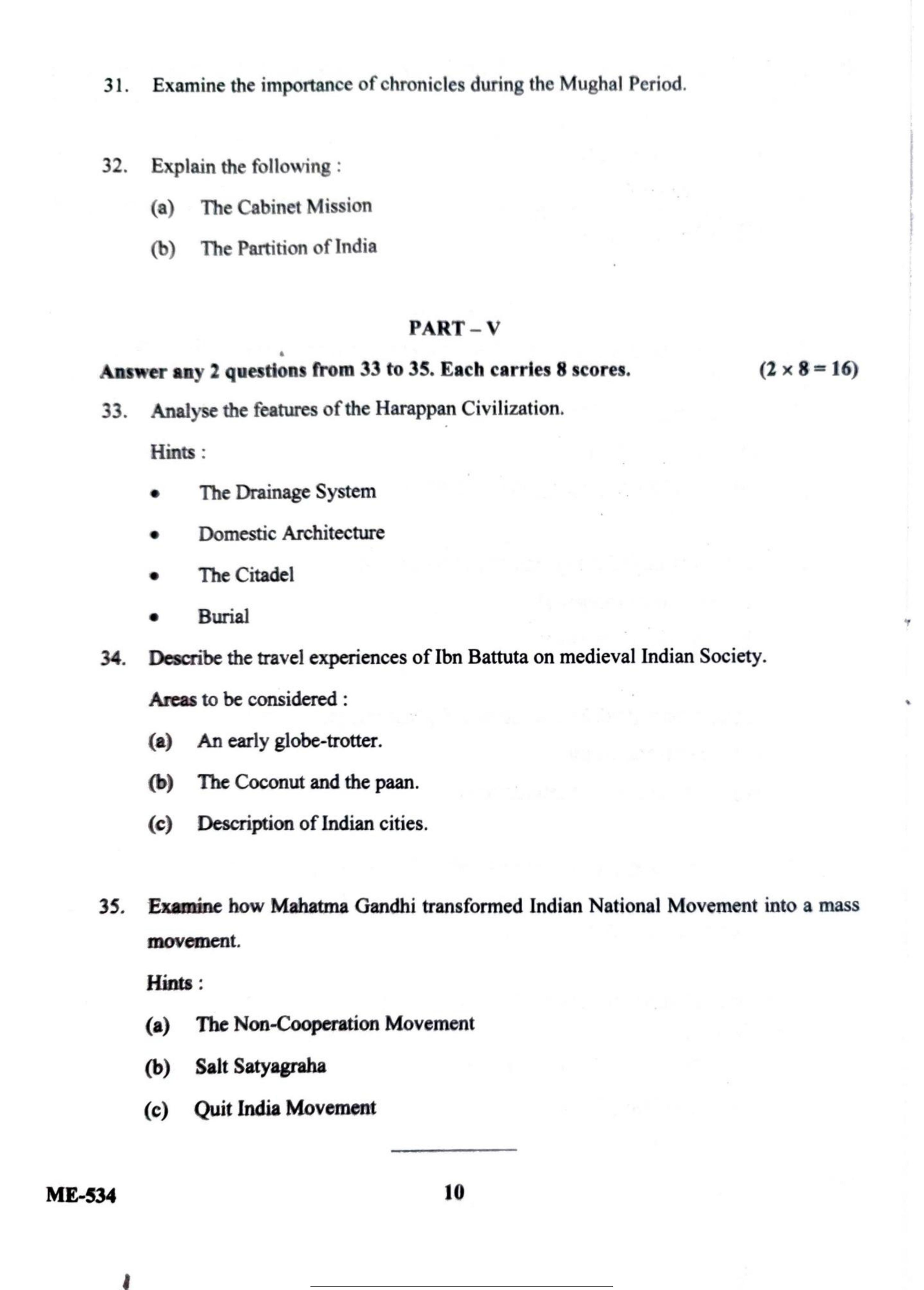 Kerala Plus Two 2022 History Model  Question paper - Page 10