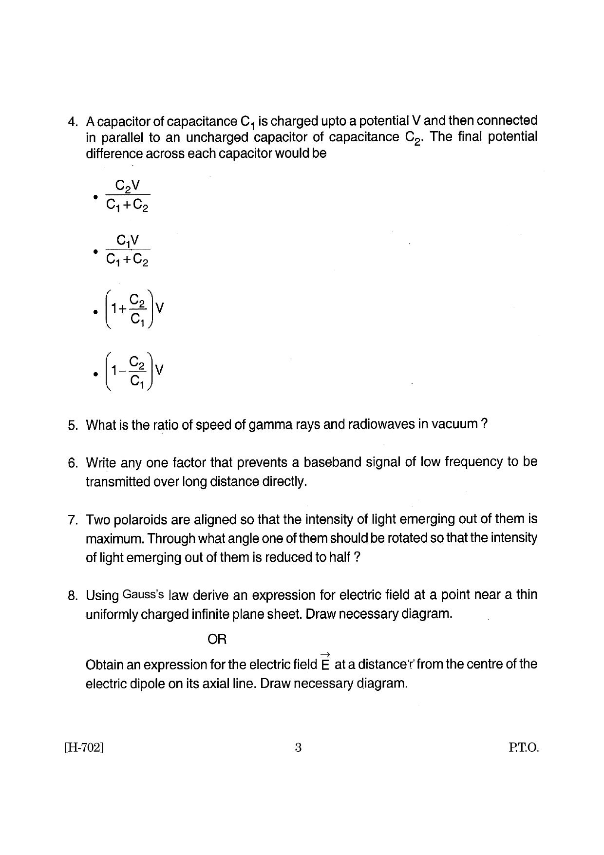 Goa Board Class 12 Physics (June 2019) Question Paper - Page 3