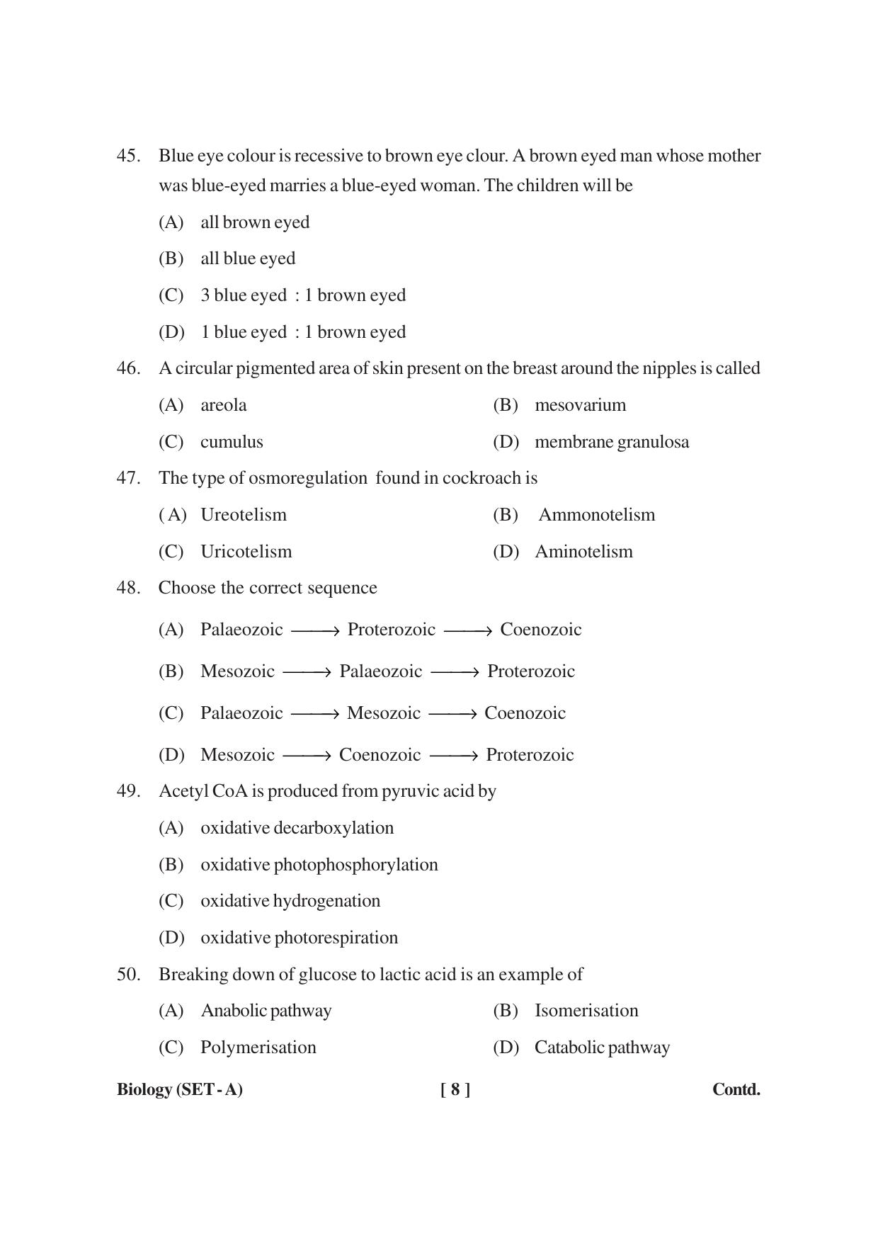 MBSE HSSLC Biology Sample Paper - Page 8