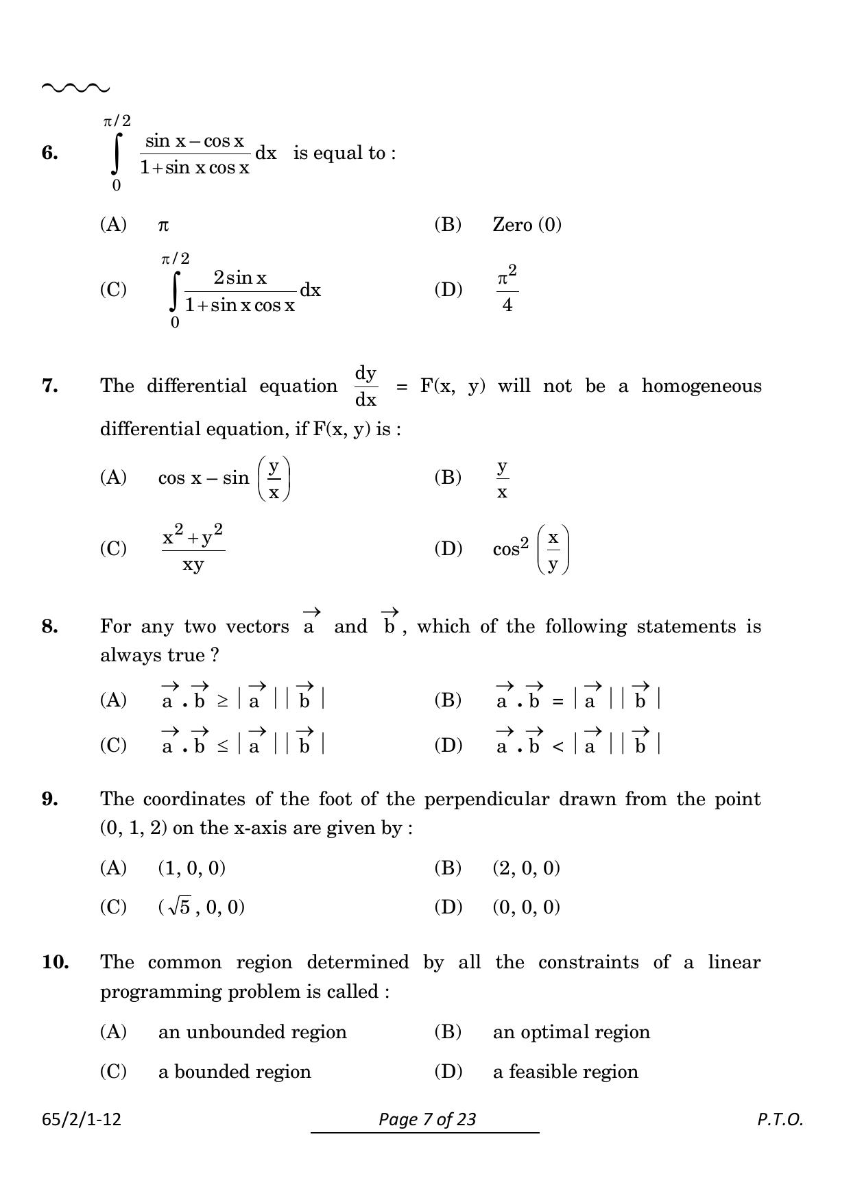CBSE Class 12 65-2-1 Mathematics 2024 Question Paper - Page 7
