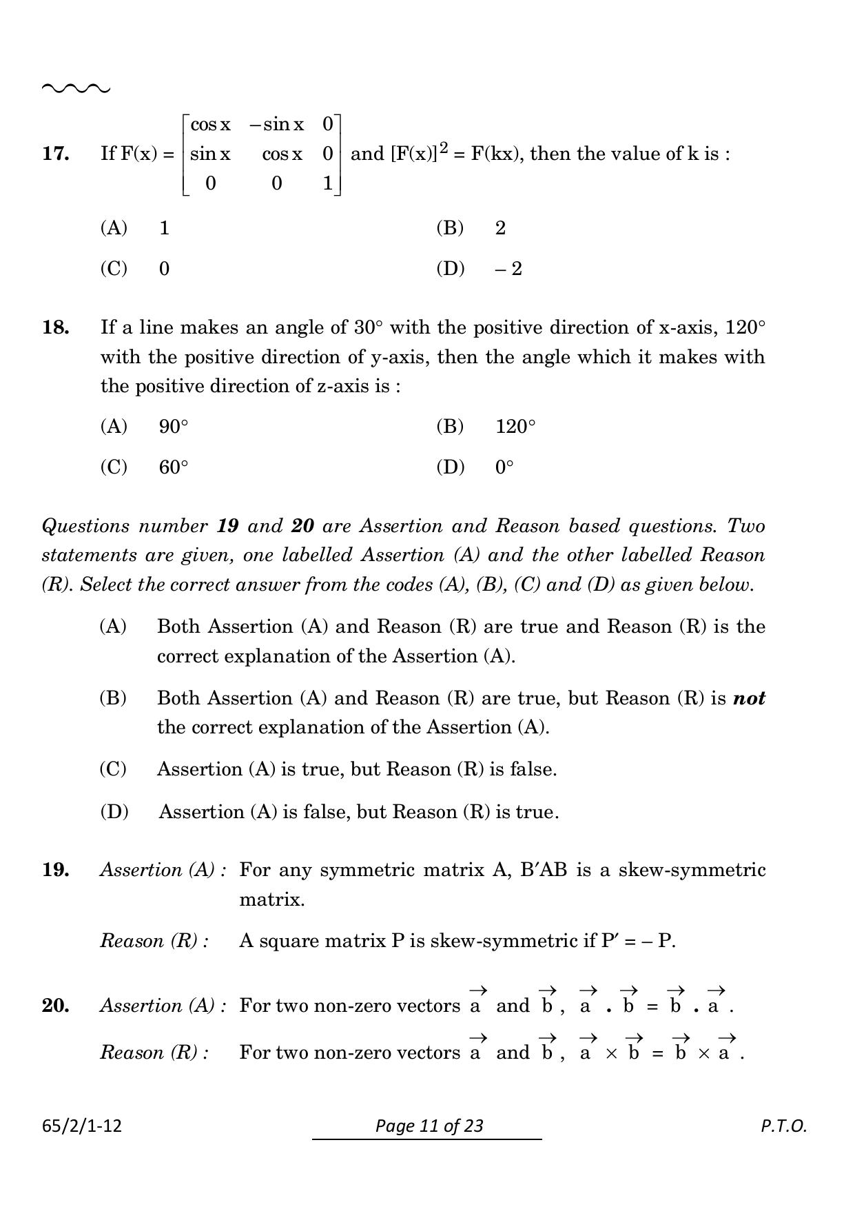 CBSE Class 12 65-2-1 Mathematics 2024 Question Paper - Page 11