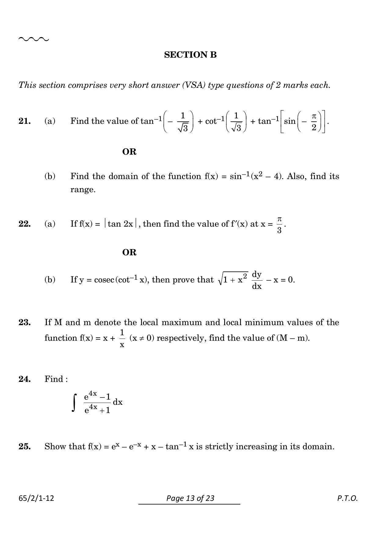 CBSE Class 12 65-2-1 Mathematics 2024 Question Paper - Page 13
