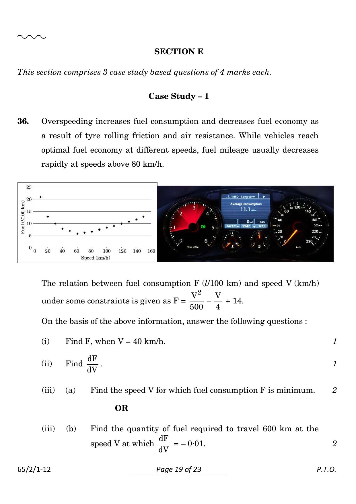 CBSE Class 12 65-2-1 Mathematics 2024 Question Paper - Page 19