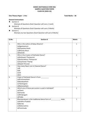 CBSE Class 12 Kathakali Sample Paper 2023
