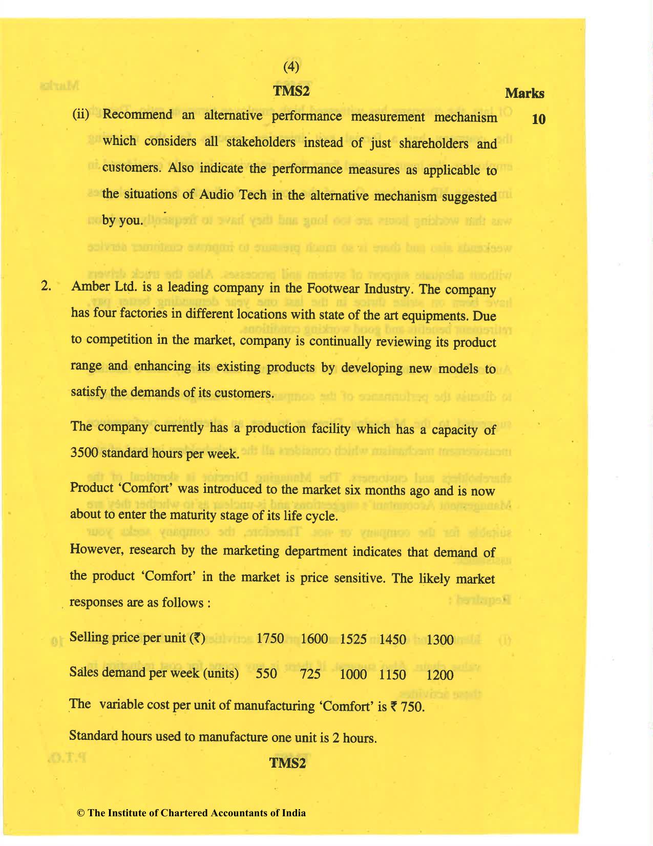 CA Final May 2019 Question Paper - Paper 5 – Strategic Cost Management and Performance Evaluation - Page 4