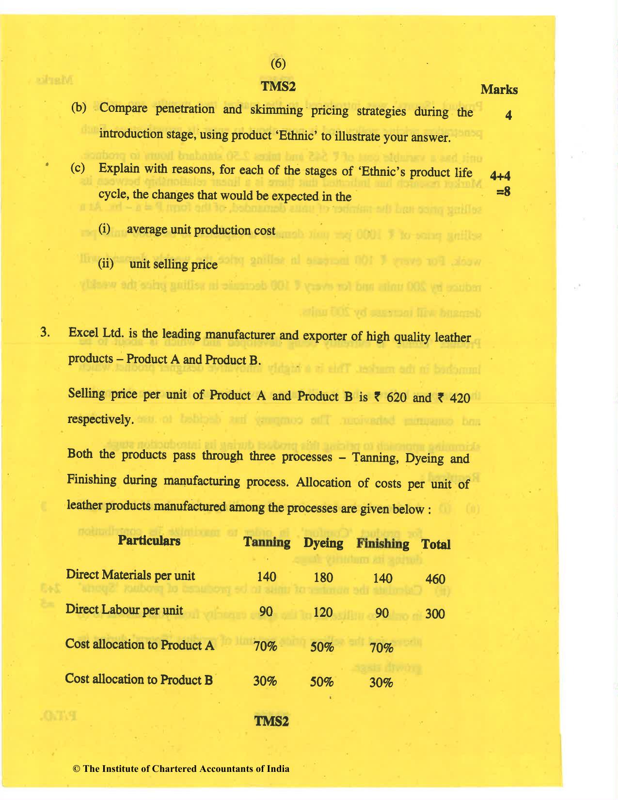 CA Final May 2019 Question Paper - Paper 5 – Strategic Cost Management and Performance Evaluation - Page 6