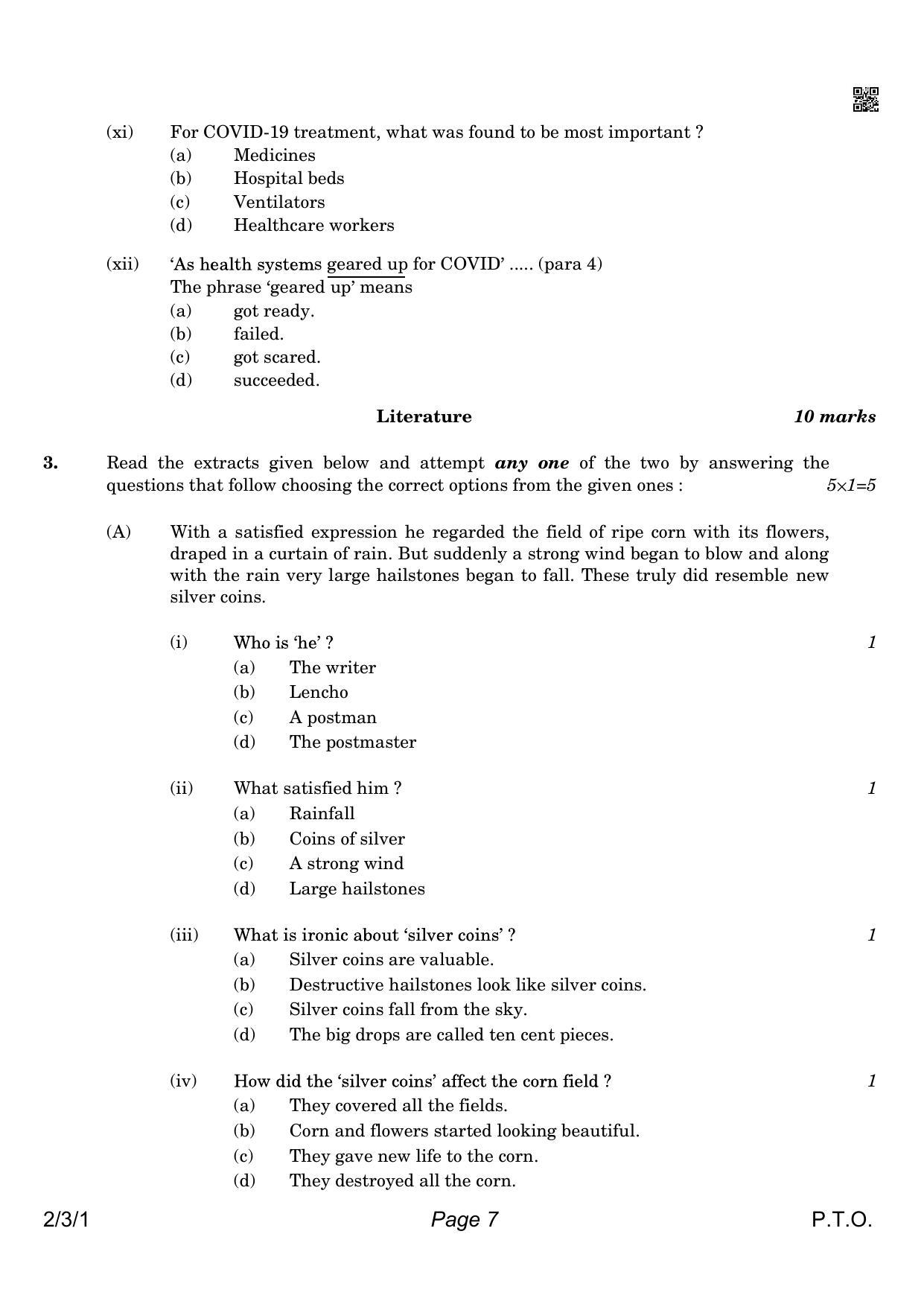 CBSE Class 10 QP_184_ENGLISH_LANGUAGE_AND_LITERATURE 2021 Compartment Question Paper - Page 7