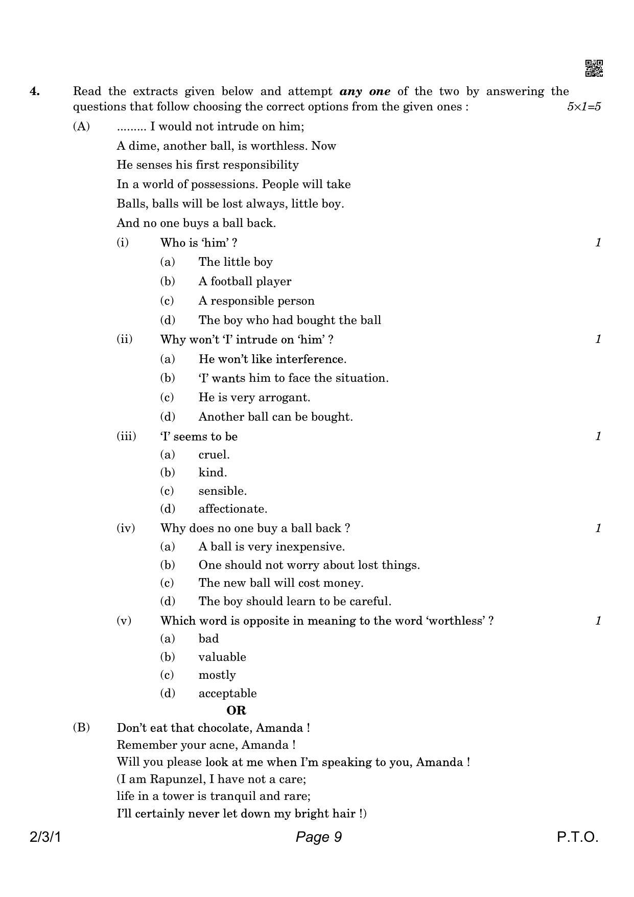 CBSE Class 10 QP_184_ENGLISH_LANGUAGE_AND_LITERATURE 2021 Compartment Question Paper - Page 9