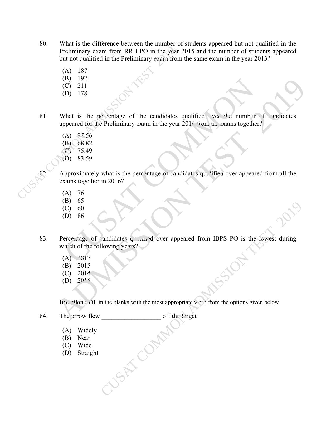 CUSAT CAT 2019 MVoc Technology Question Paper With Answer Key - Page 18