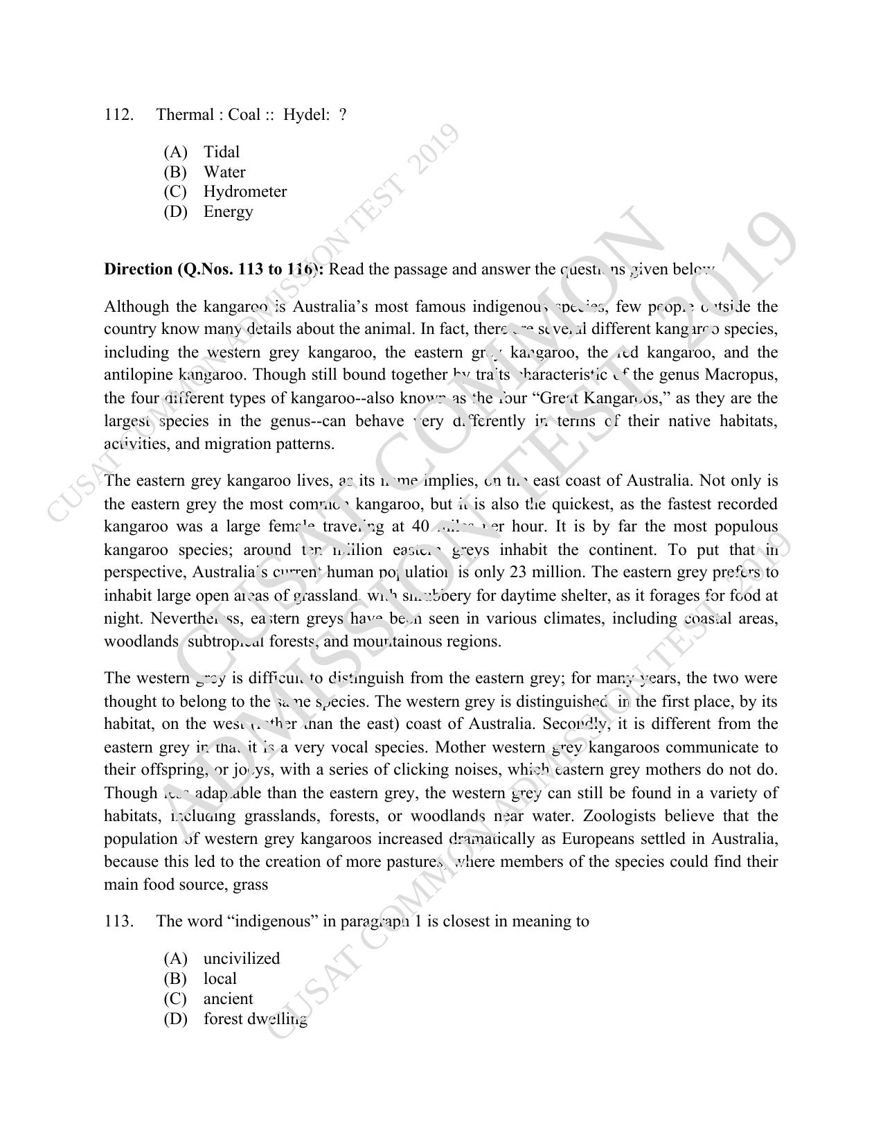CUSAT CAT 2019 MVoc Technology Question Paper With Answer Key - Page 27