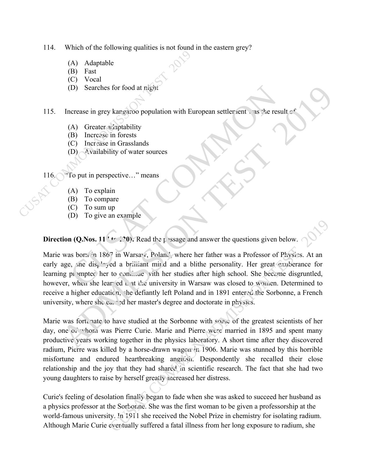 CUSAT CAT 2019 MVoc Technology Question Paper With Answer Key - Page 28