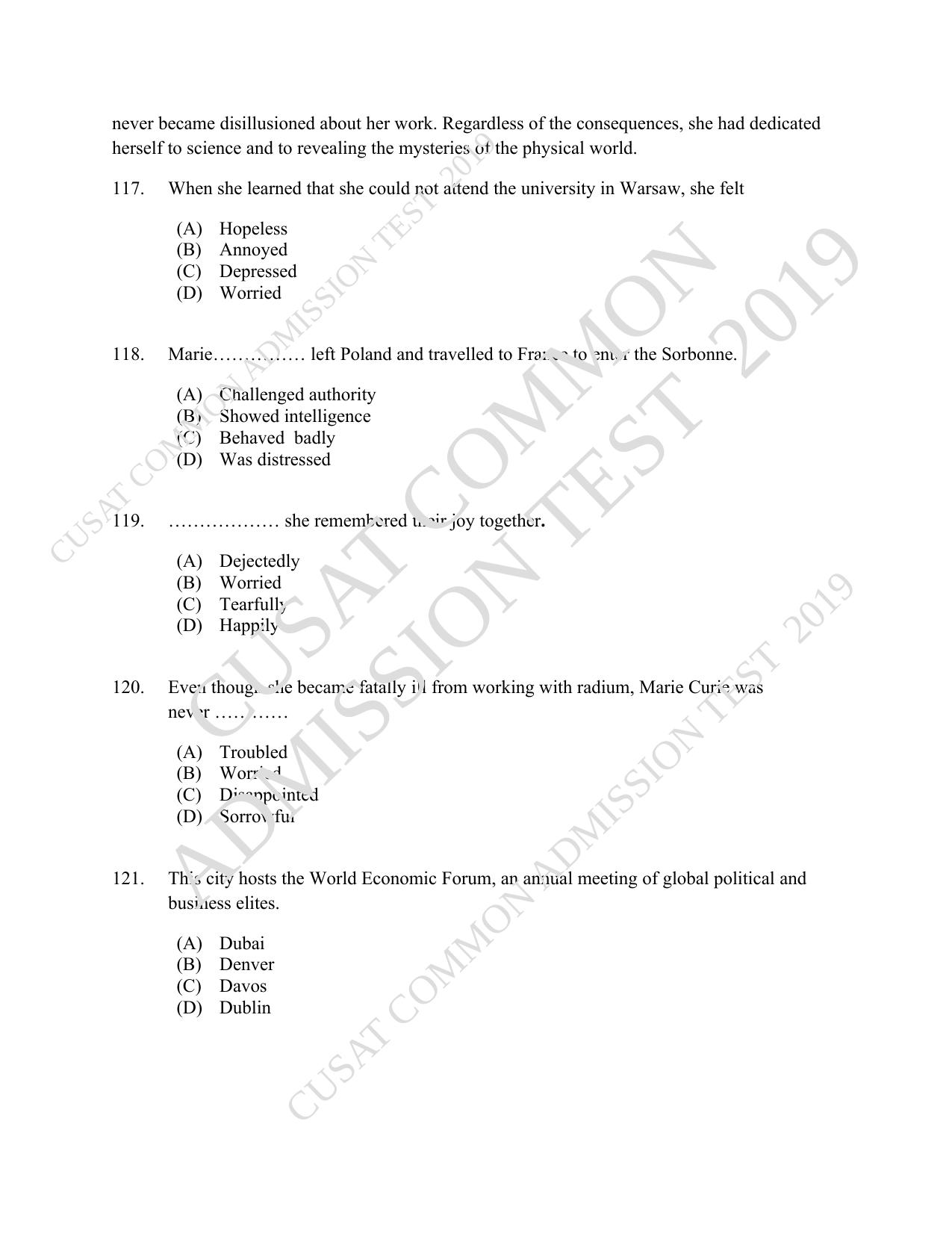 CUSAT CAT 2019 MVoc Technology Question Paper With Answer Key - Page 29