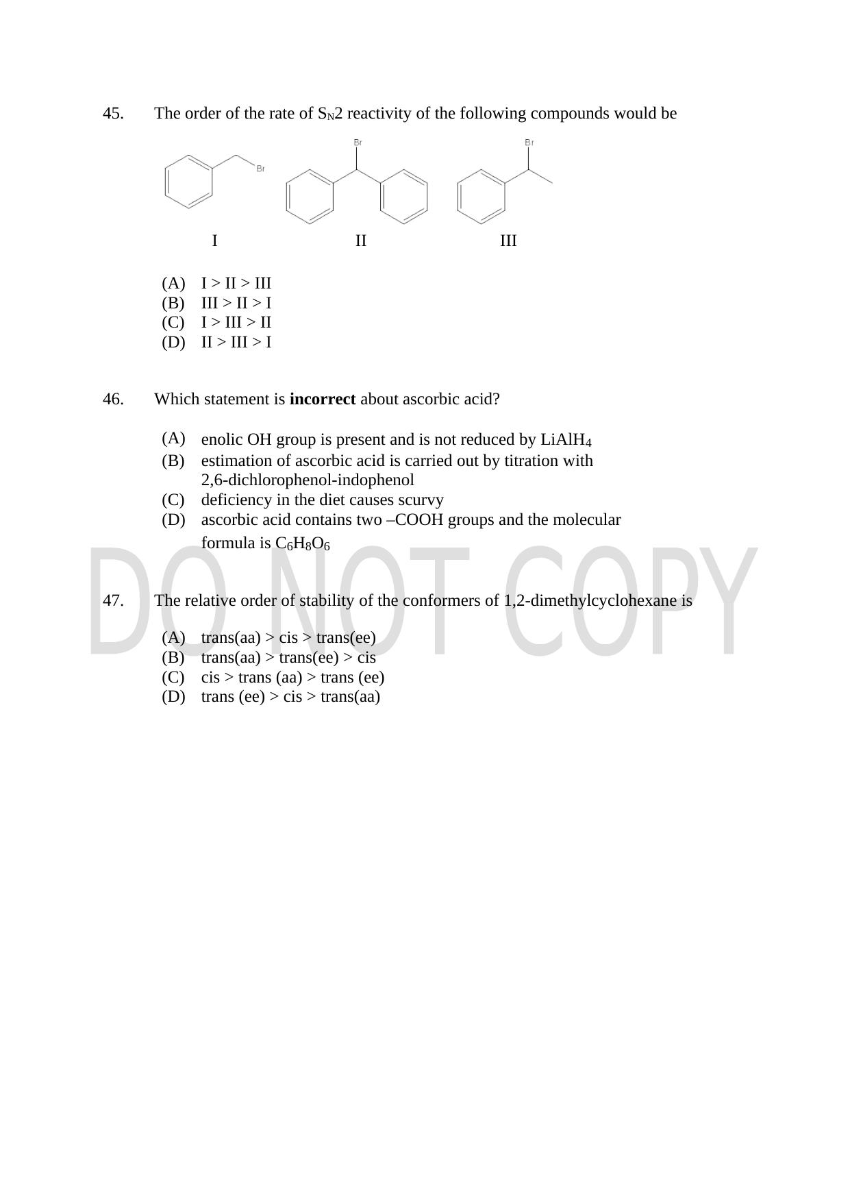 CUSAT CAT 2021 Forensic Science Question Paper - Page 9
