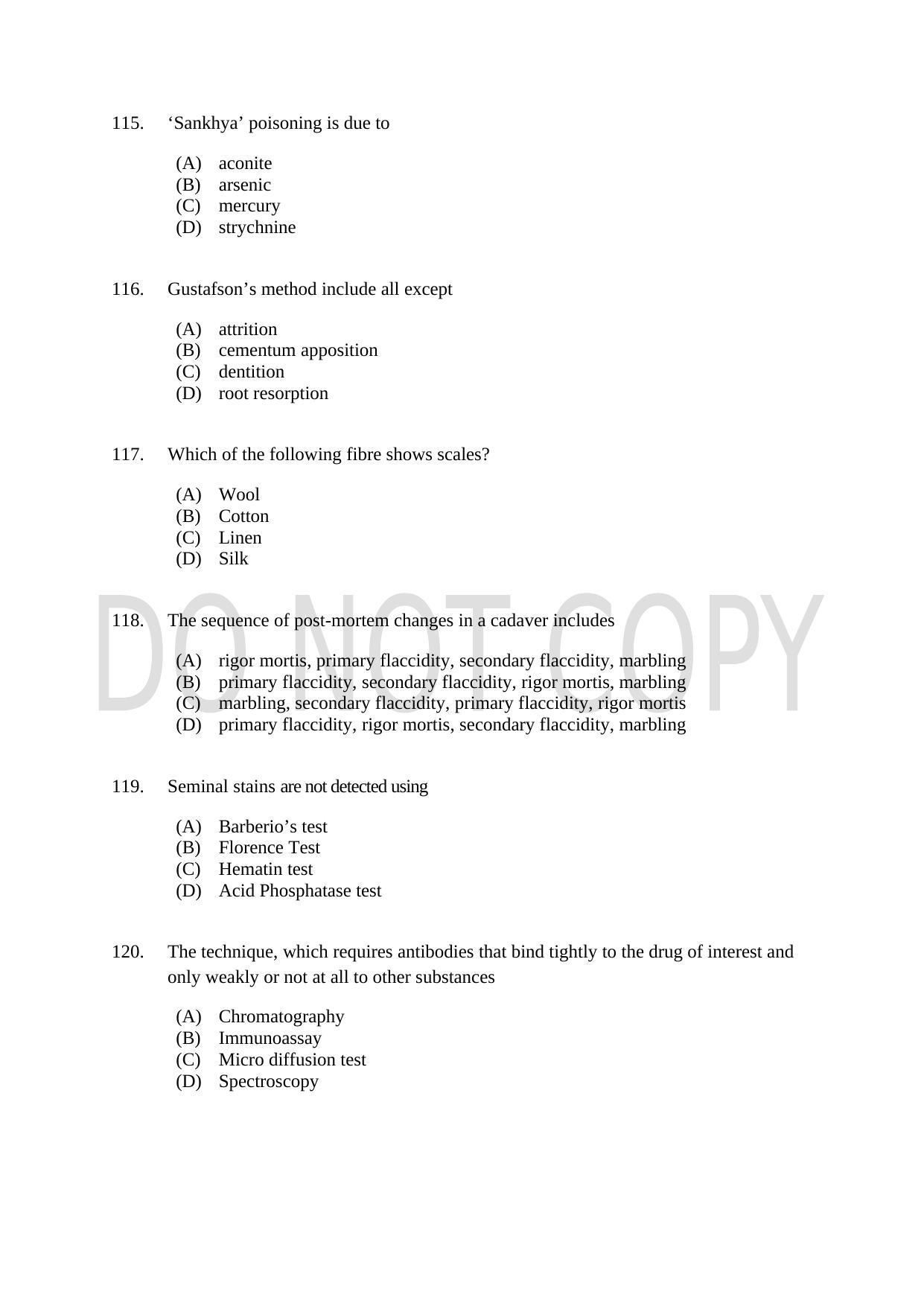 CUSAT CAT 2021 Forensic Science Question Paper - Page 22