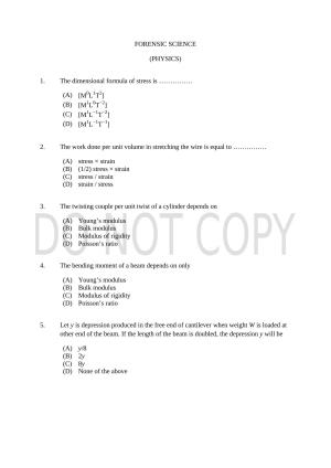 CUSAT CAT 2021 Forensic Science Question Paper