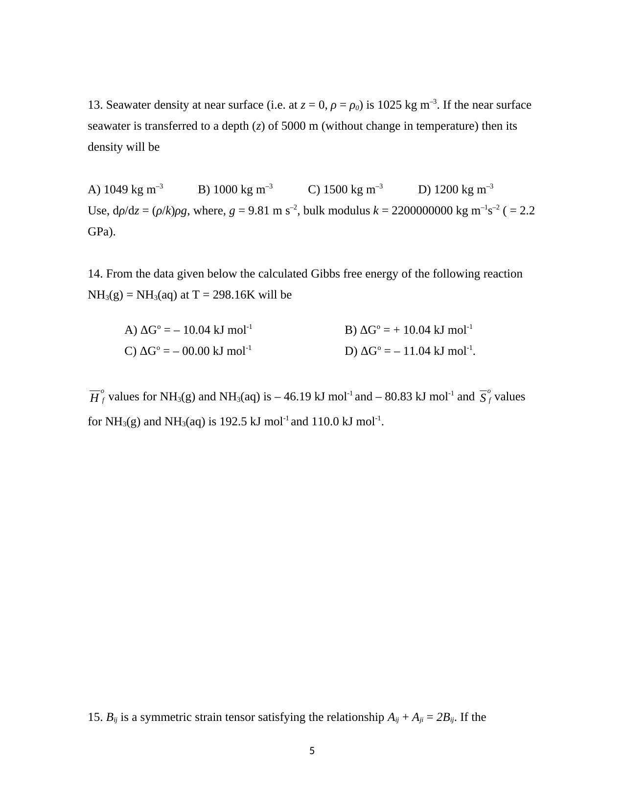 ISI Admission Test JRF in Geology GEA 2019 Sample Paper - Page 5