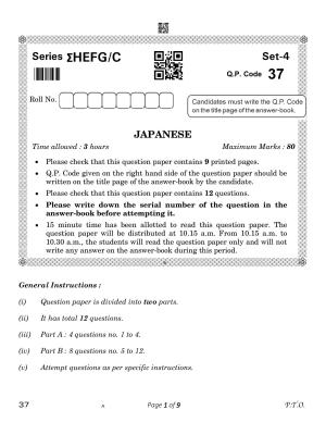 CBSE Class 12 Japanese (Compartment) 2023 Question Paper