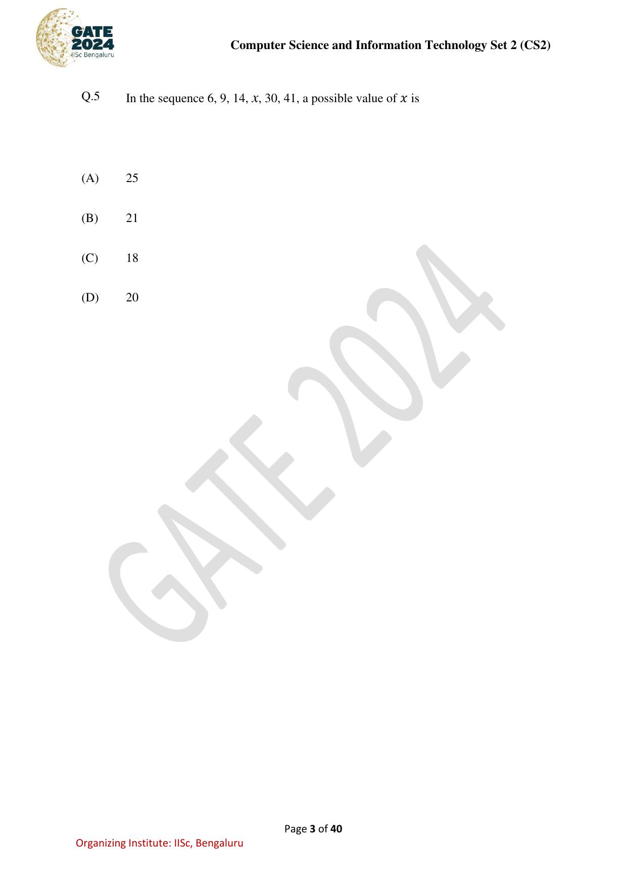 GATE 2024 Computer Science and Information Technology (CS-2) (Afternoon) Question Paper - Page 3