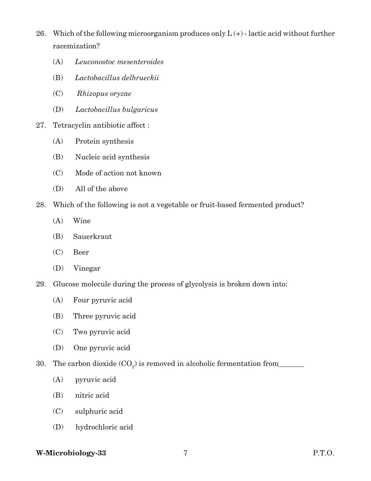 Odisha CPET 2022 MICROBIOLOGY Question Paper - Page 7