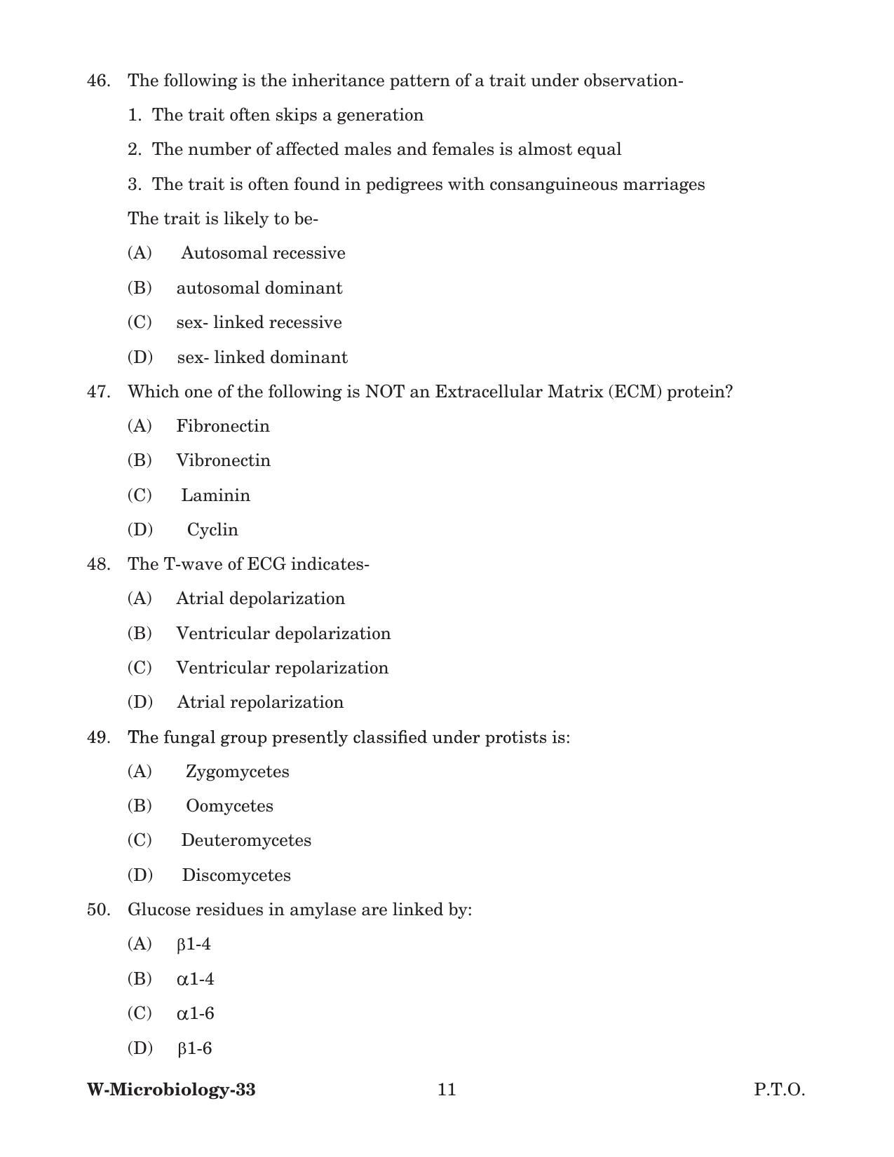 Odisha CPET 2022 MICROBIOLOGY Question Paper - Page 11