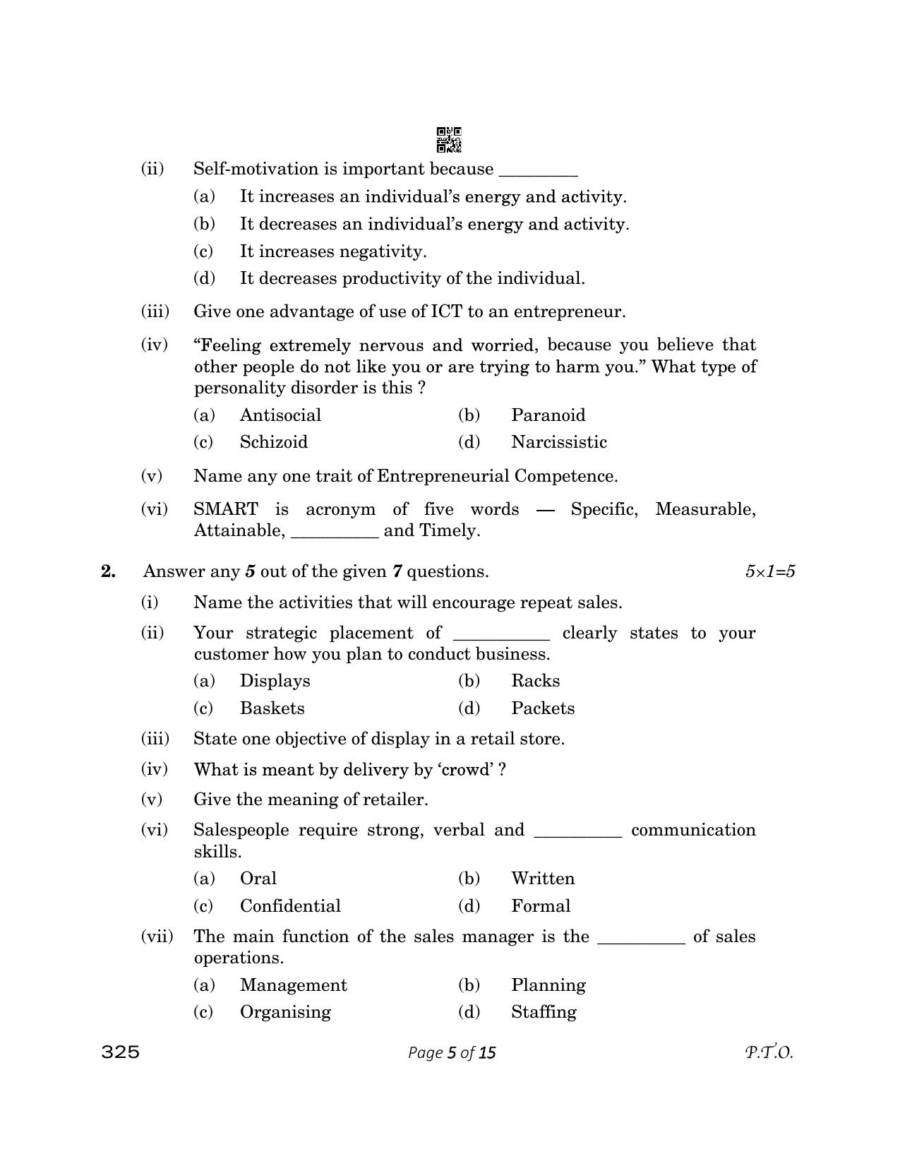 CBSE Class 12 325 Retail 2023 Question Paper - Page 5