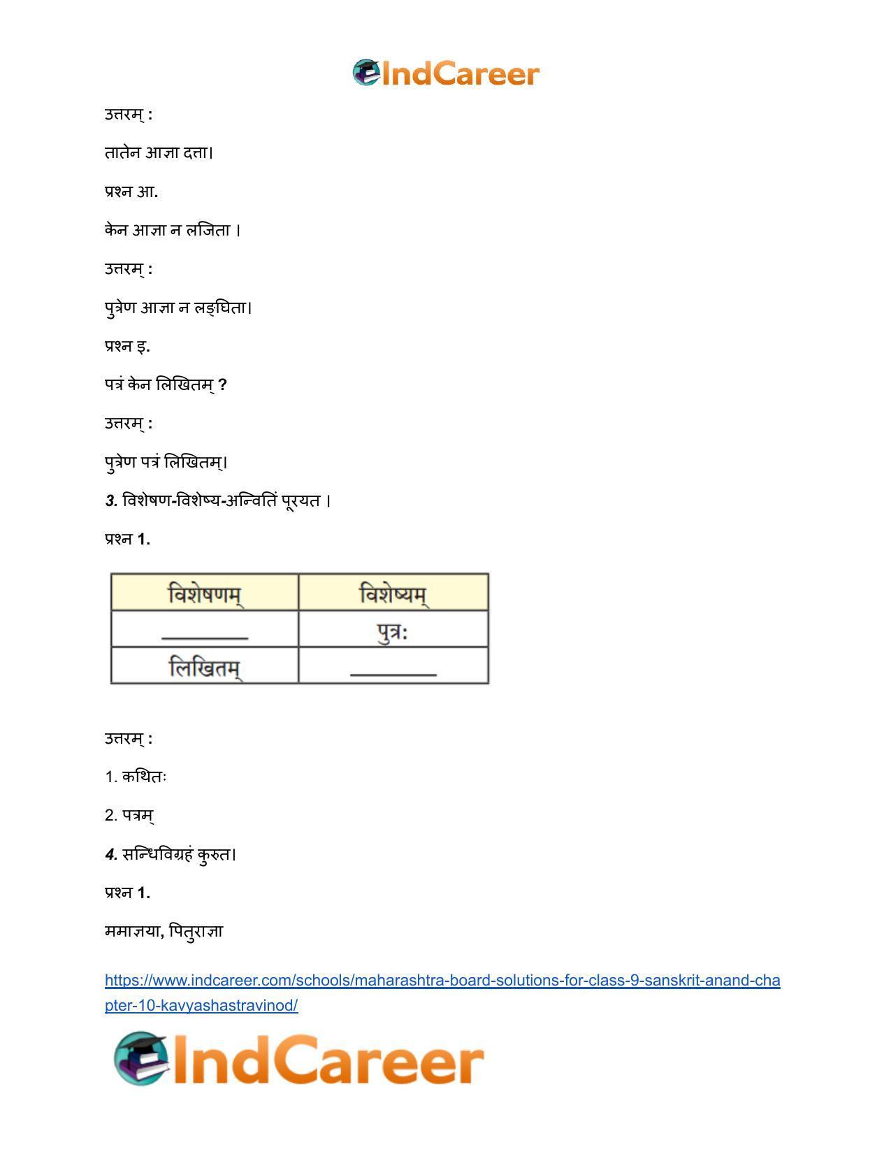 Maharashtra Board Solutions for Class 9- Sanskrit Anand: Chapter 10- काव्यशास्त्रविनोदः - Page 7
