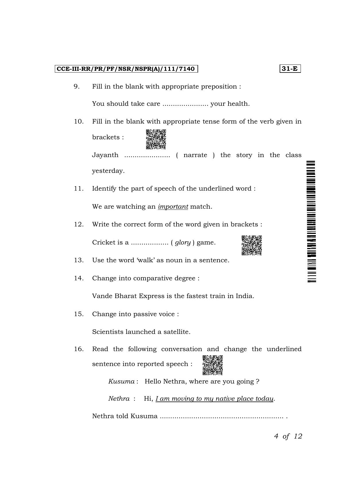 Karnataka SSLC Second Language English Exam 3 Question Paper 2024 (B Version) - Page 4