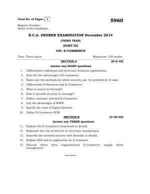 Annamalai University E-Commerce B.C.A. (OUS) December 2014 Question Papers