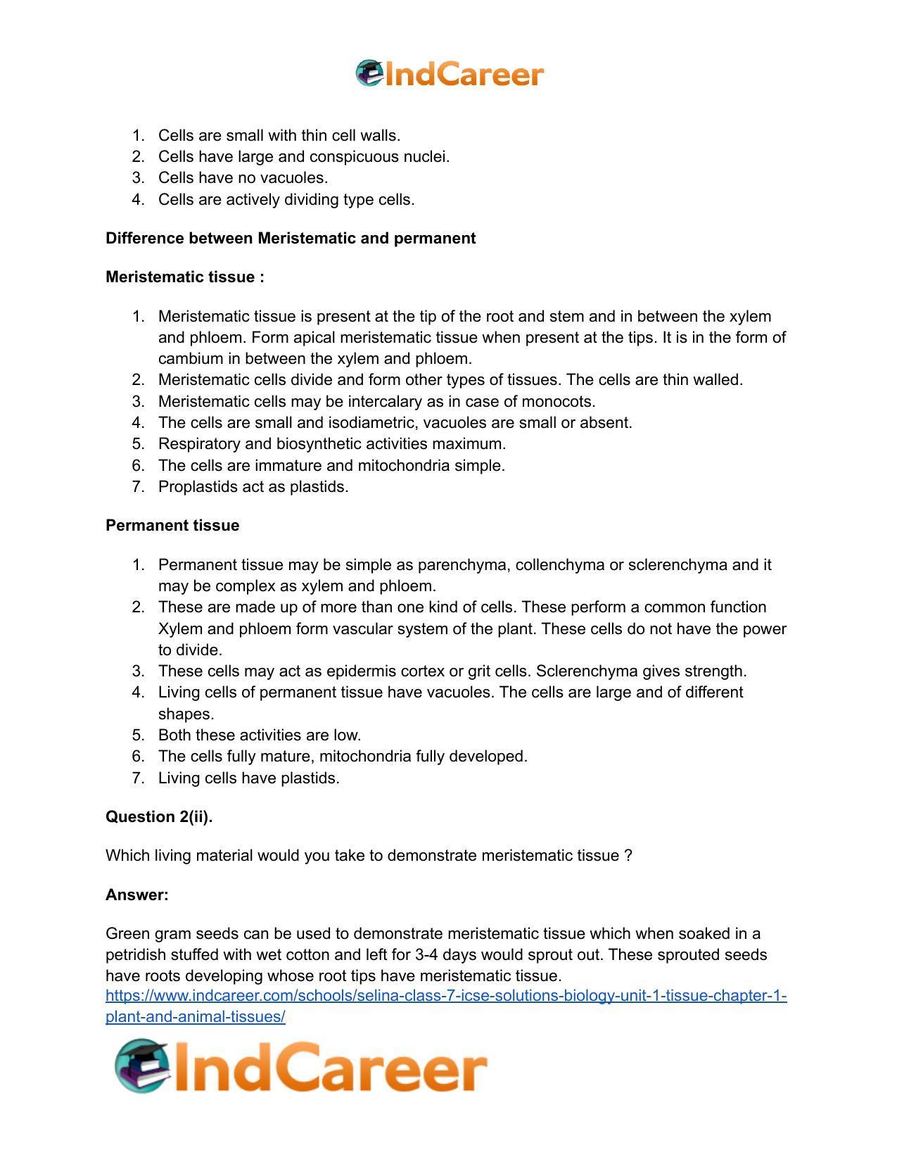 Selina Class 7 ICSE Solutions Biology (Unit 1) - Tissue: Chapter 1- Plant And Animal Tissues - Page 4