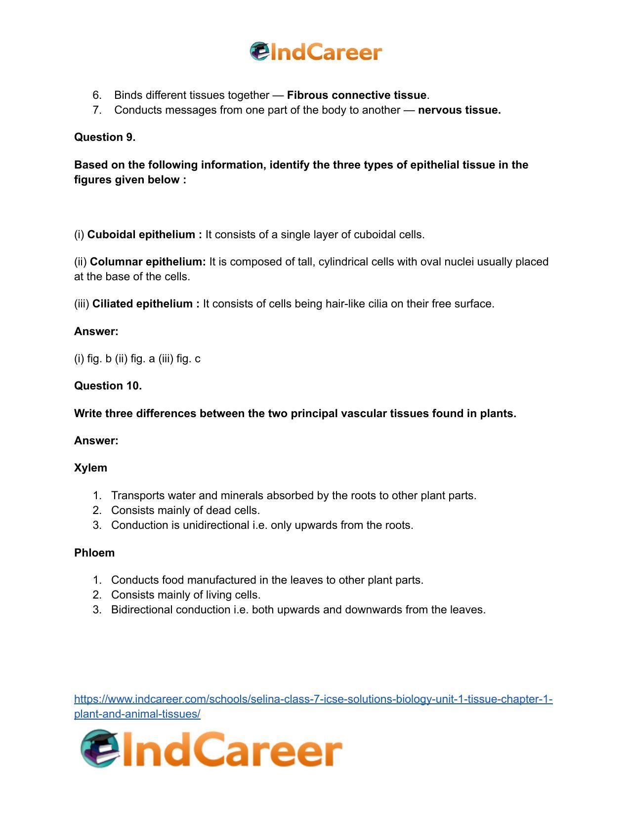 Selina Class 7 ICSE Solutions Biology (Unit 1) - Tissue: Chapter 1- Plant And Animal Tissues - Page 8