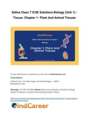 Selina Class 7 ICSE Solutions Biology (Unit 1) - Tissue: Chapter 1- Plant And Animal Tissues