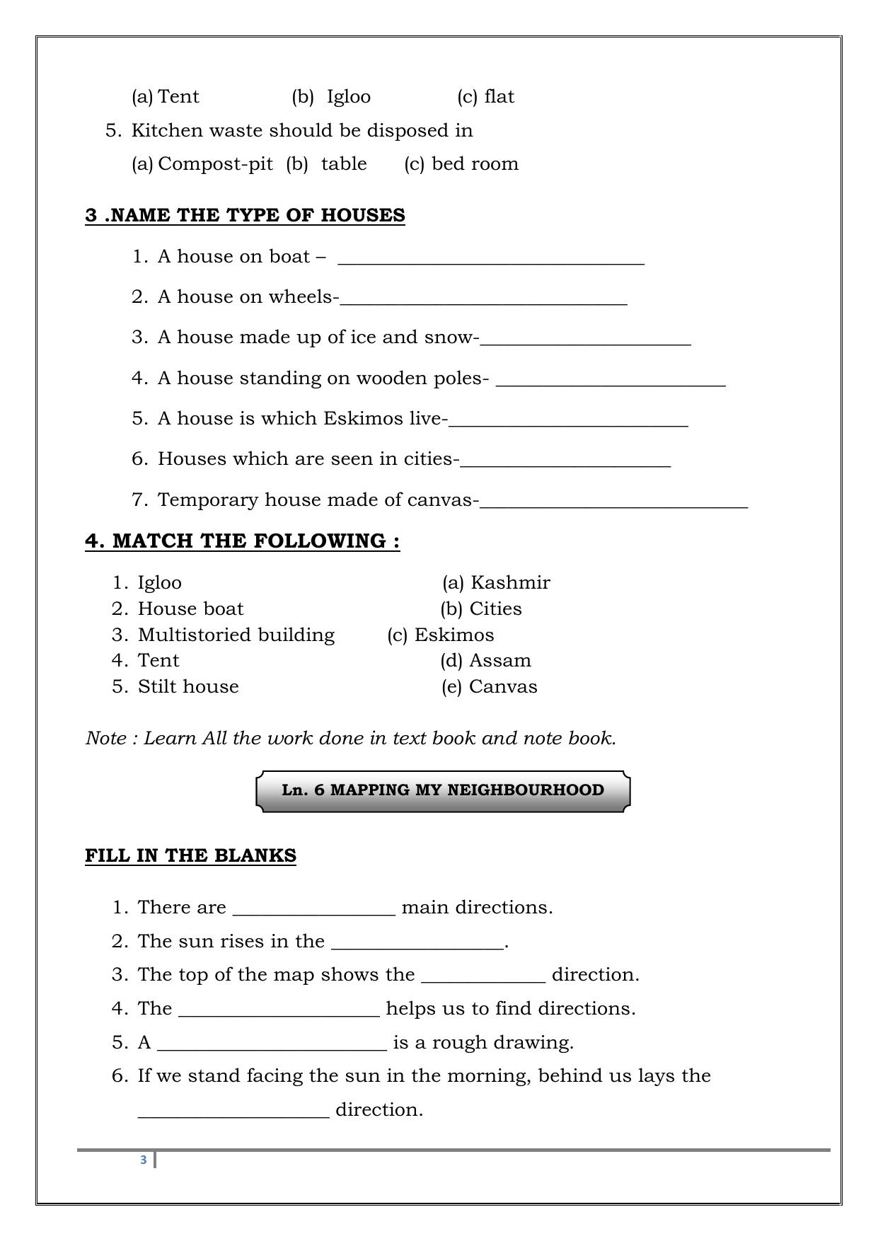 Worksheet for Class 3 EVS Assignment 77 Revision - Page 3
