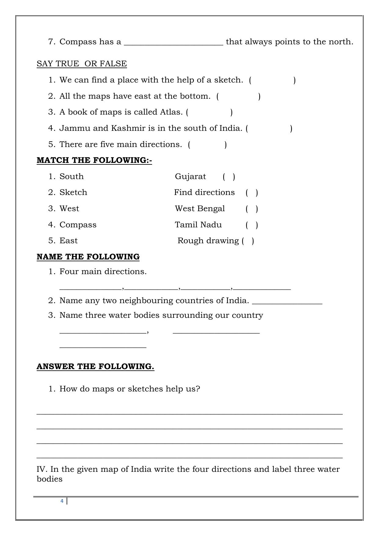 Worksheet for Class 3 EVS Assignment 77 Revision - Page 4