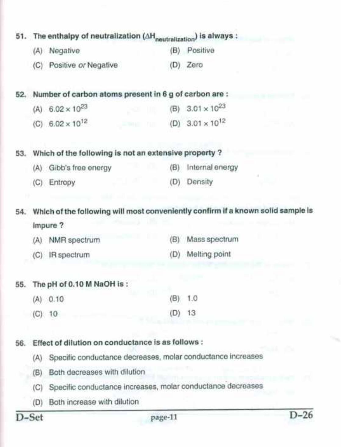 PU CET(PG) 2017: M.Sc. Forensic Science & Criminology SET D Question Paper - Page 11