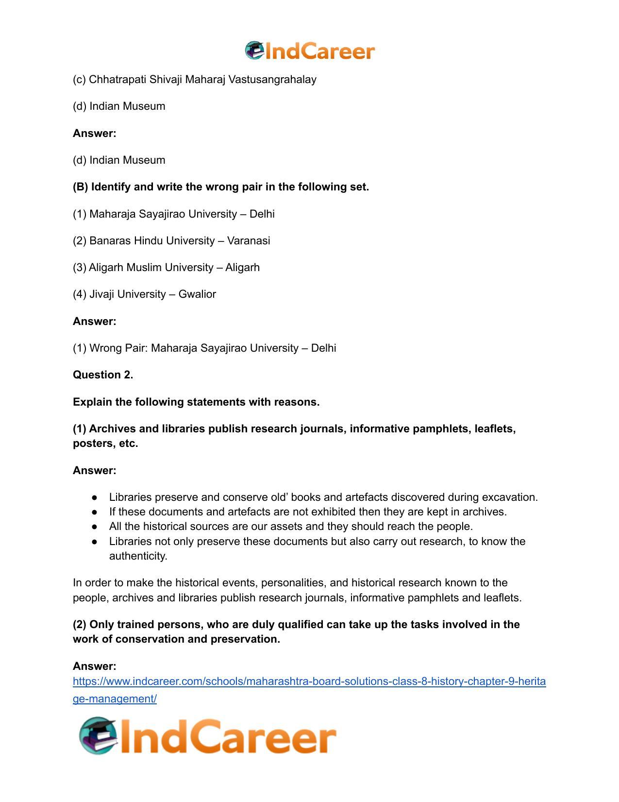 Maharashtra Board Solutions Class 8-History: Chapter 9- Heritage Management - Page 3