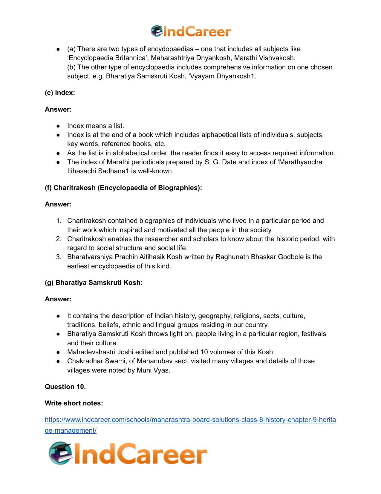Maharashtra Board Solutions Class 8-History: Chapter 9- Heritage Management - Page 18