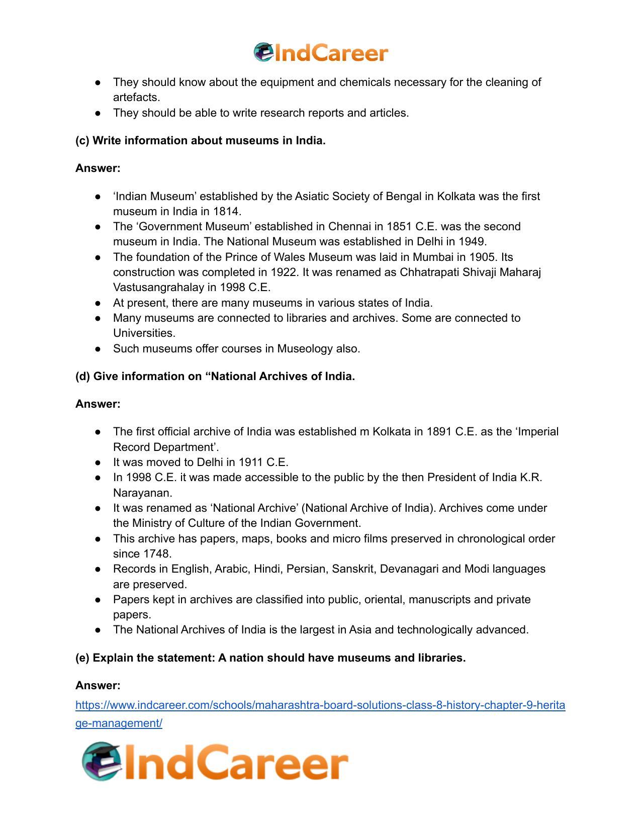 Maharashtra Board Solutions Class 8-History: Chapter 9- Heritage Management - Page 26