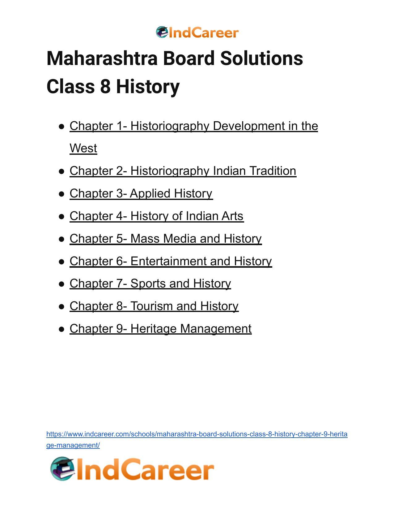Maharashtra Board Solutions Class 8-History: Chapter 9- Heritage Management - Page 30