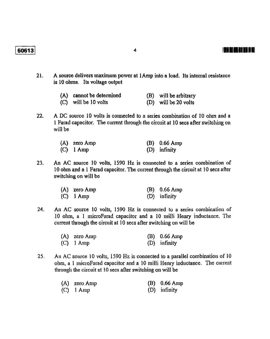 CUSAT CAT 2013 Electronic Science Question Paper - Page 5