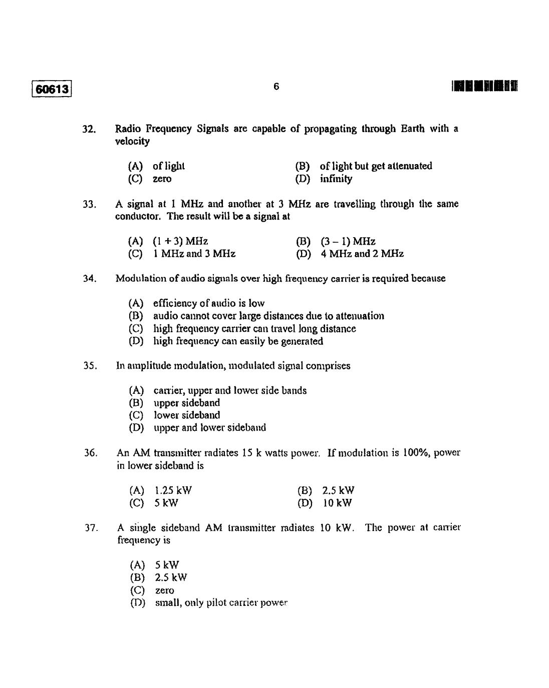 CUSAT CAT 2013 Electronic Science Question Paper - Page 7